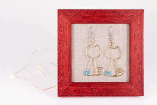 Cat earrings - brass - Image 3