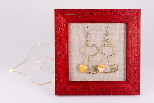 Cat earrings - brass - Image 3